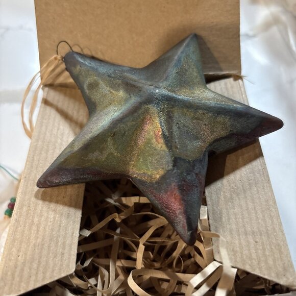 Raku Pottery STAR Smooth Christmas Ornament By J. Davis Studio’s w Rattle Sound - Picture 1 of 7